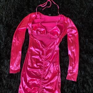 Y2K pink silk dress